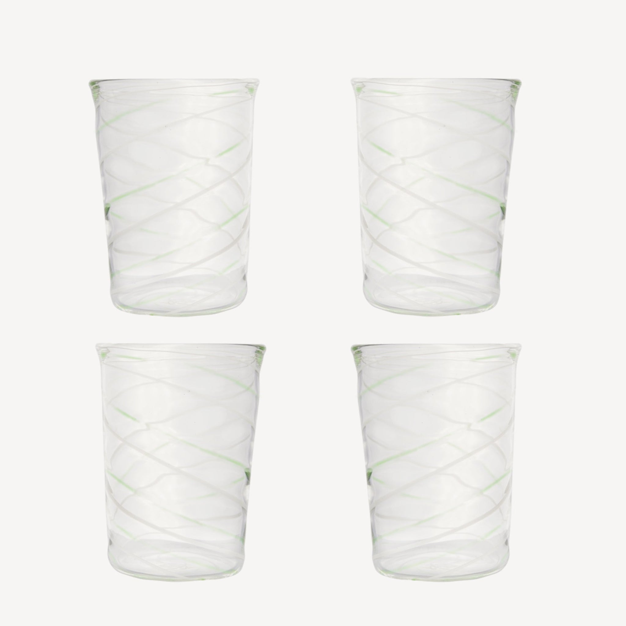 Green Swirl Water Glass Set of Four Green Swirly Water Glasses