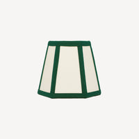 Hexagon Linen Lampshade, Green Trim - Candle Shade