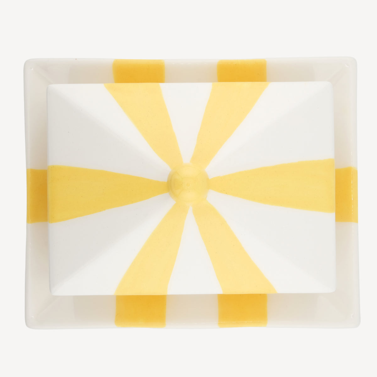 Circus Stripe Butter Dish - Yellow