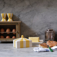 Circus Stripe Butter Dish - Yellow