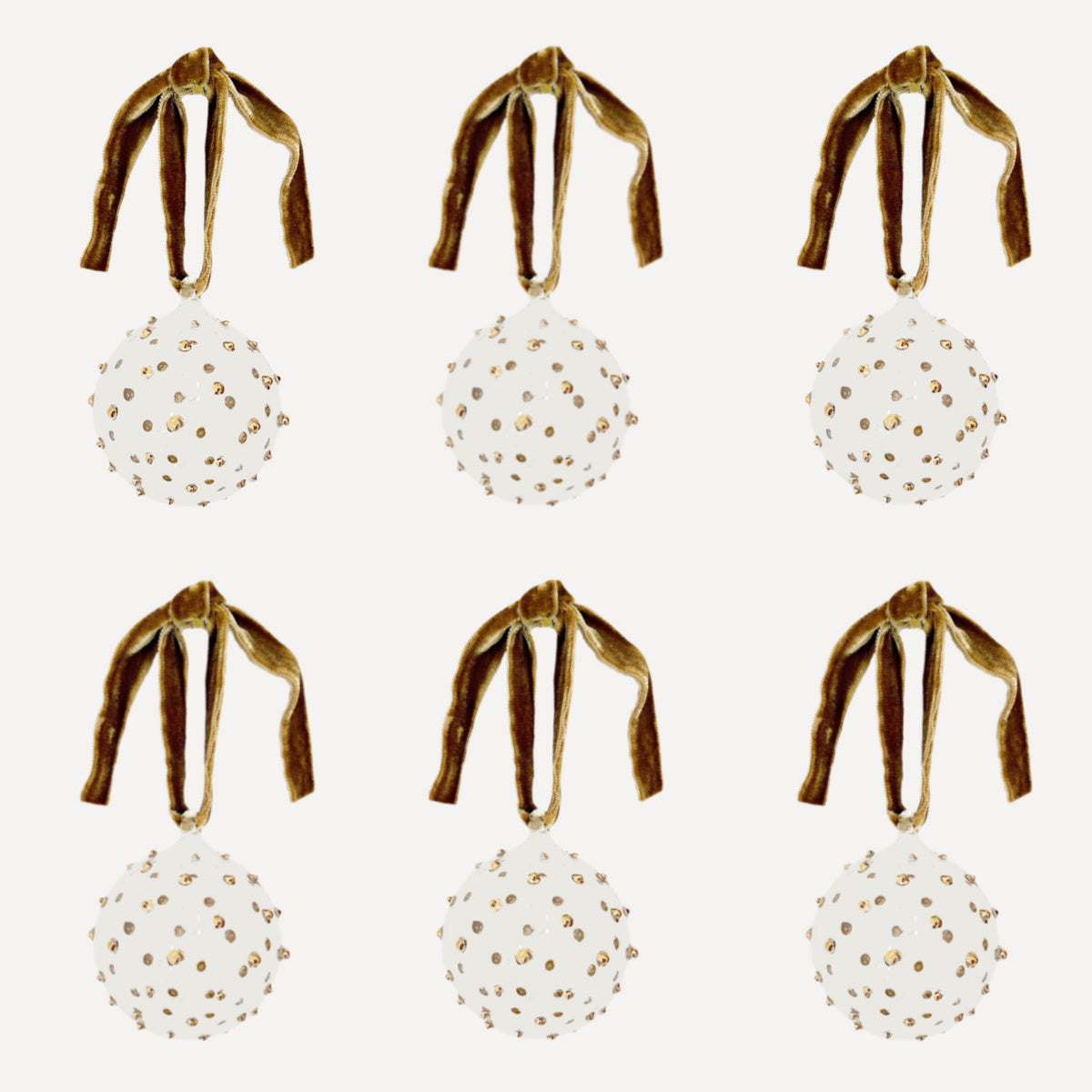 Issy Granger Glass Christmas Baubles. Glass Christmas Ornaments. Christmas Tree Decorations. Gold Pom Glass Baubles. Gold Christmas tree ornaments.