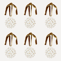 Issy Granger Glass Christmas Baubles. Glass Christmas Ornaments. Christmas Tree Decorations. Gold Pom Glass Baubles. Gold Christmas tree ornaments.