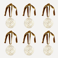 Issy Granger Gold Glass Christmas Baubles. Glass Christmas tree ornaments. Tree decorations. Bx of six glass Christmas baubles.