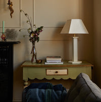 Issy Granger Medium Hexagon Cream Linen Lampshade. Shade. Table Lamp. Lighting Shade