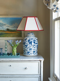 Issy Granger Large Red Trim Hexagon Lampshade Shade