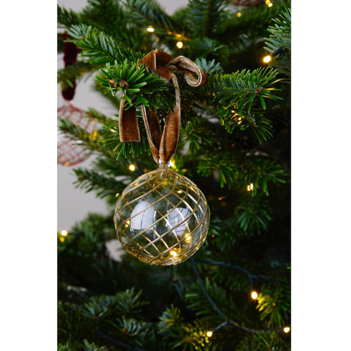 Issy Granger Gold Glass Christmas Baubles. Glass Christmas tree ornaments. Tree decorations. Bx of six glass Christmas baubles.