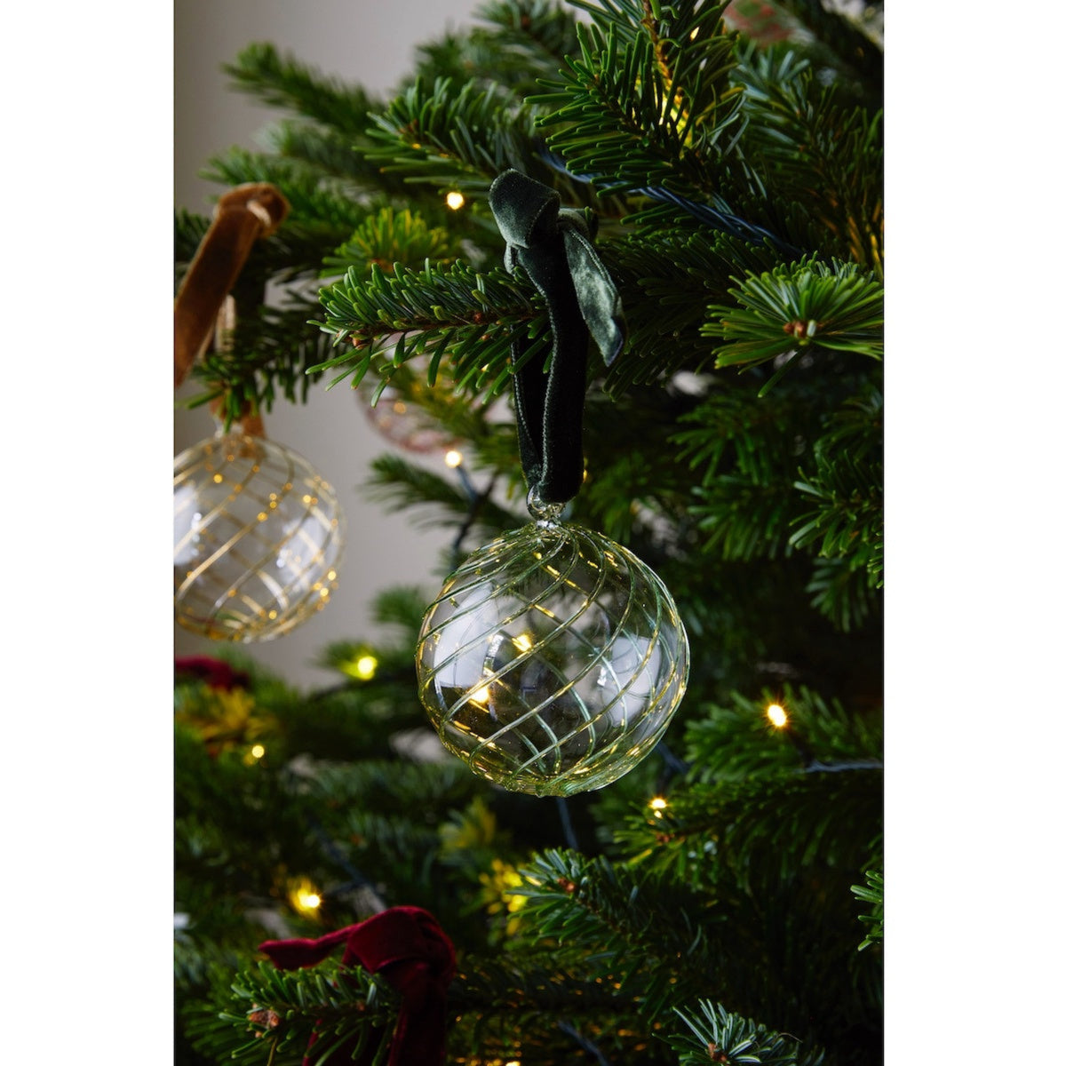 Issy Granger Green Glass Christmas Bauble Tree Ornament