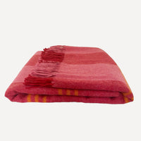 Issy Granger Striped Pink Red Merino Wool Throw Blanket