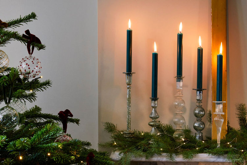 Glass Christmas Candlesticks