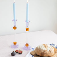 Bugle Glass Candlestick - Purple & Amber