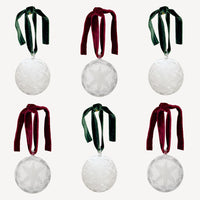 Box of Six Etched Christmas Baubles - Mix