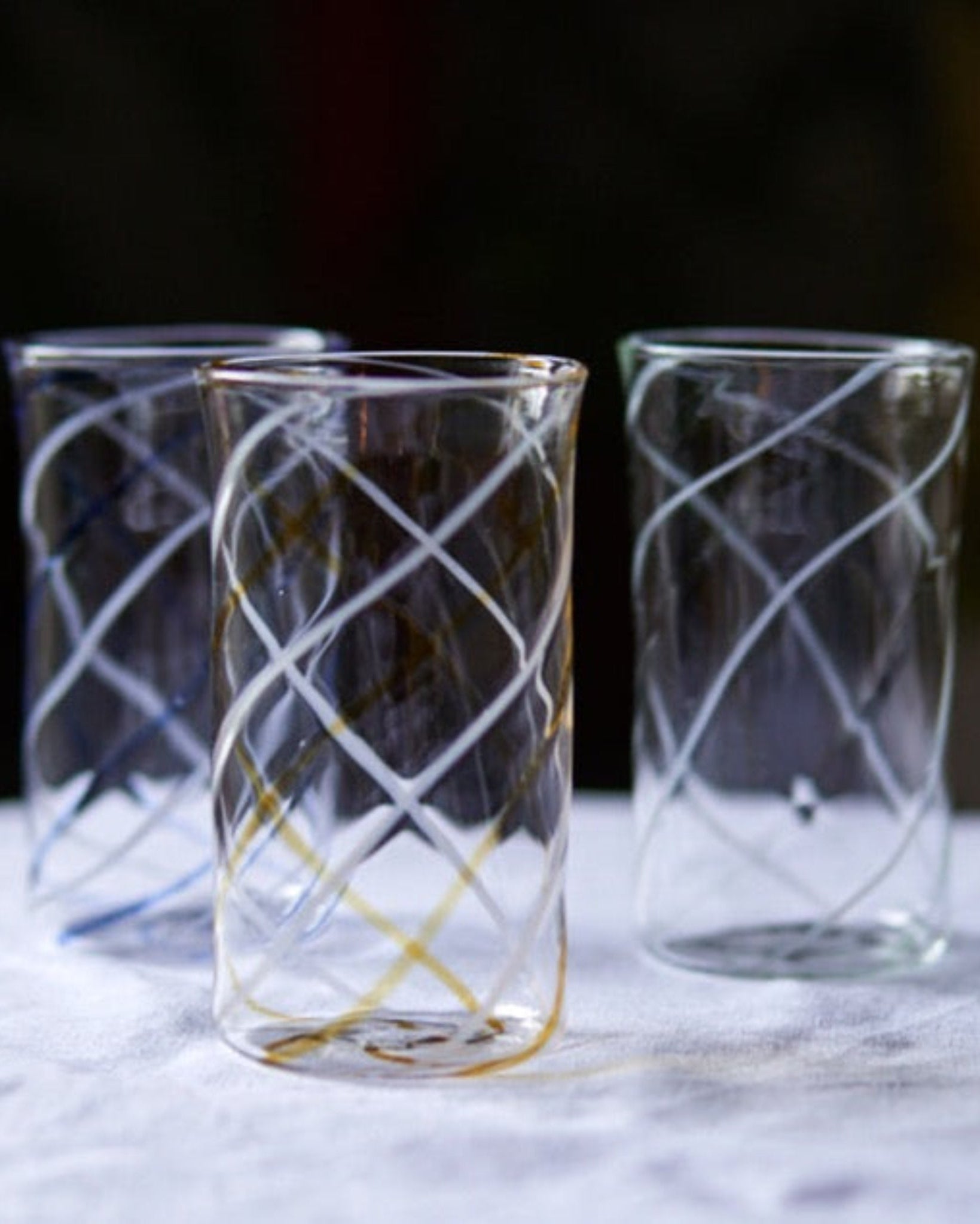 Issy Granger Amber and White Swirl Highball Glass