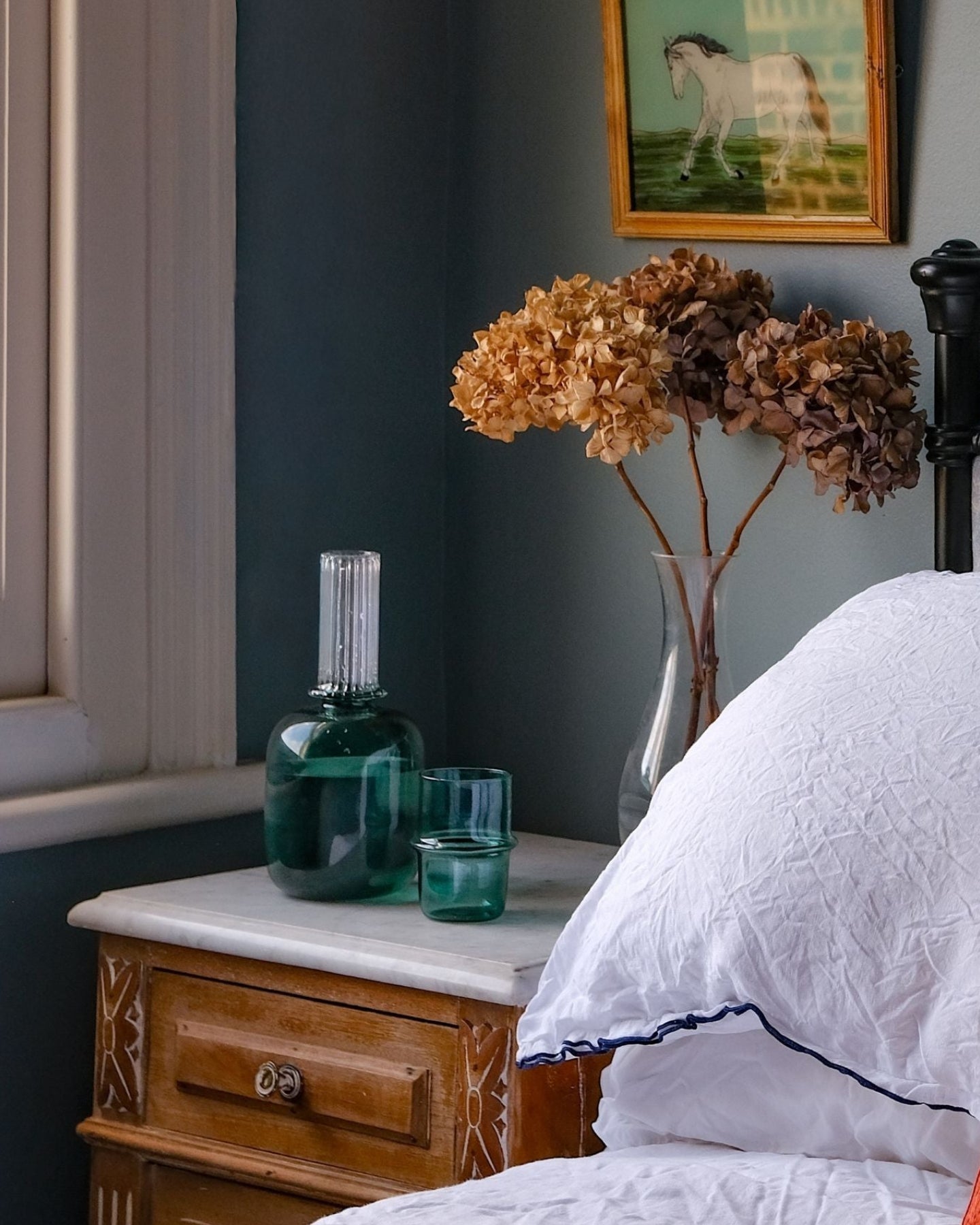 Bedside Carafe and Tumbler Water Glass Teal - Issy Granger 