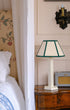 Green Trim Hexagon Small Lampshade and White Hexagon Bedside Lamp - Issy Granger 