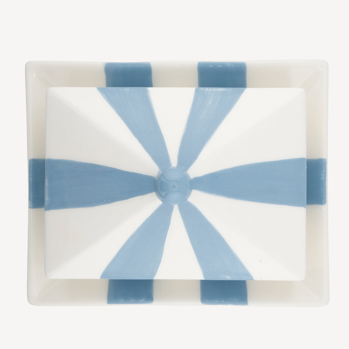 Circus Stripe Butter Dish - Blue