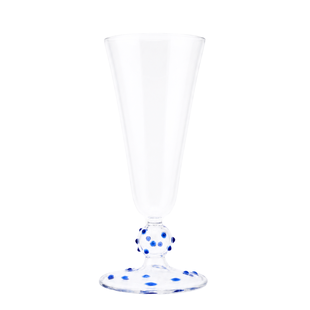 Blue Pom Champagne Flute