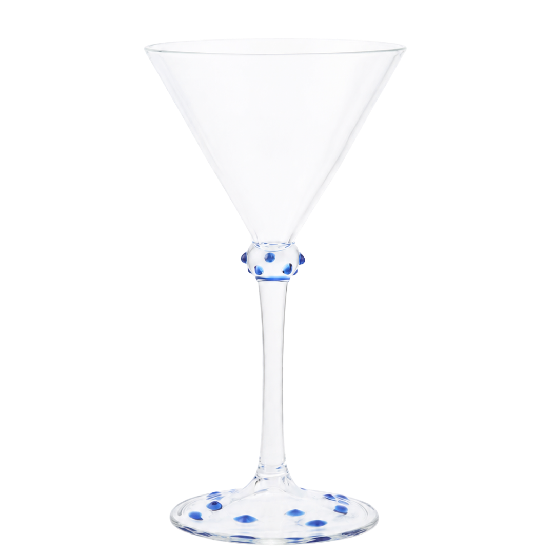 Blue Pom Martini Glass
