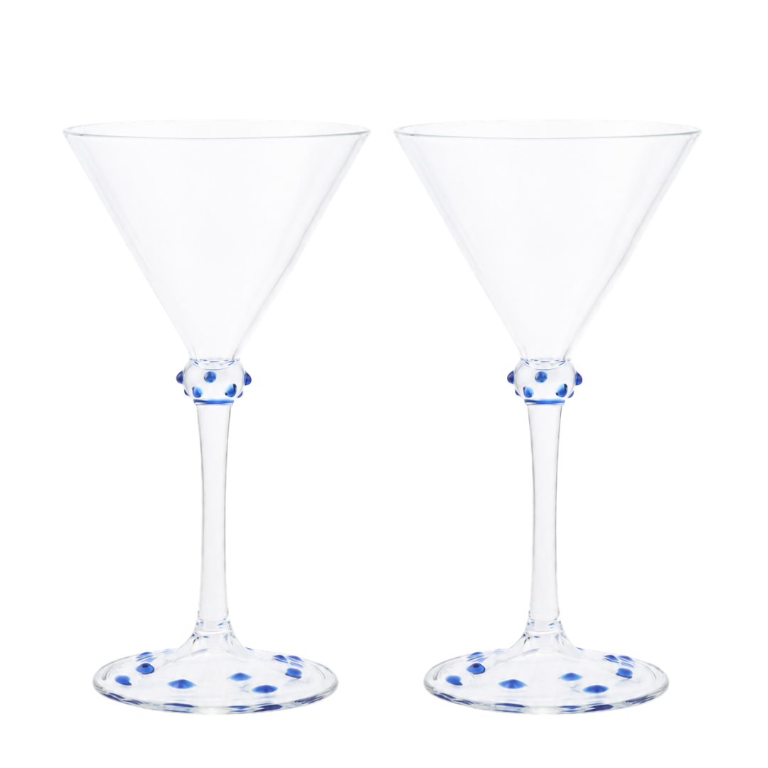 Blue Pom Martini Glass Set of two-Issy Granger
