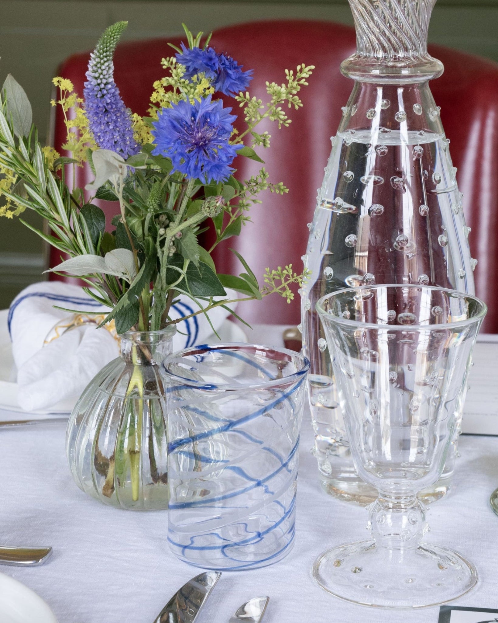 Blue Swirl Water Tumbler Set of Four 