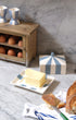 Circus Striped Ceramic Butter Dish Blue and White Stripes Issy Granger Ceramic Egg Cup and Vintage Egg Holder 