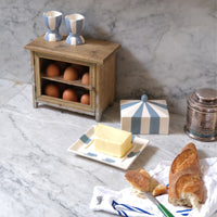 Circus Stripe Butter Dish - Blue