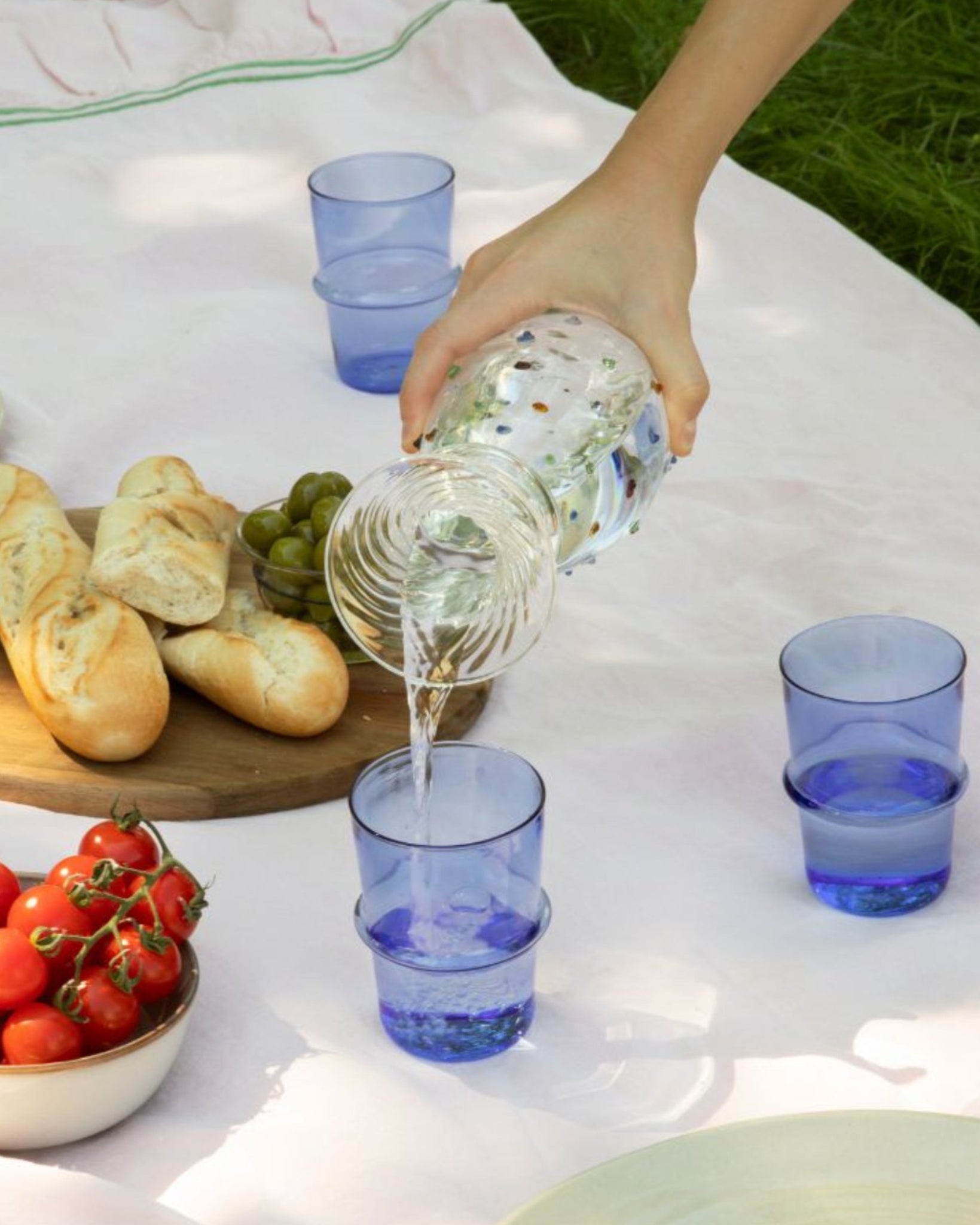 Glass Ridge Stackable Blue Water Tumblers Issy Granger set of four