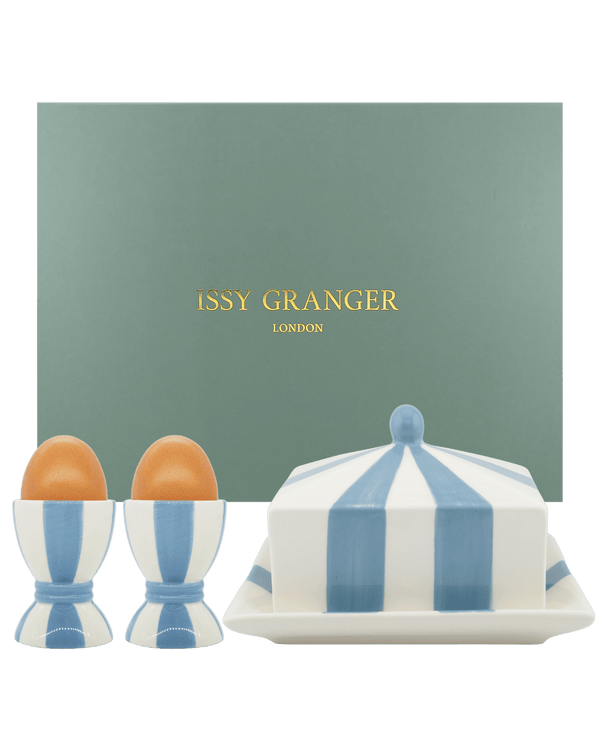 Breakfast Gift Set Blue Butter Dish and Egg Cups Issy Granger 