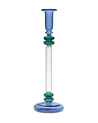 Bugle Glass Candle Holder Candlestick Blue and Teal Issy Granger 