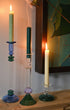 Bugle Glass Candle Holder Candlestick Blue and Teal Issy Granger 