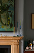 Bugle Glass Candle Holder Candlestick Blue and Teal Issy Granger 