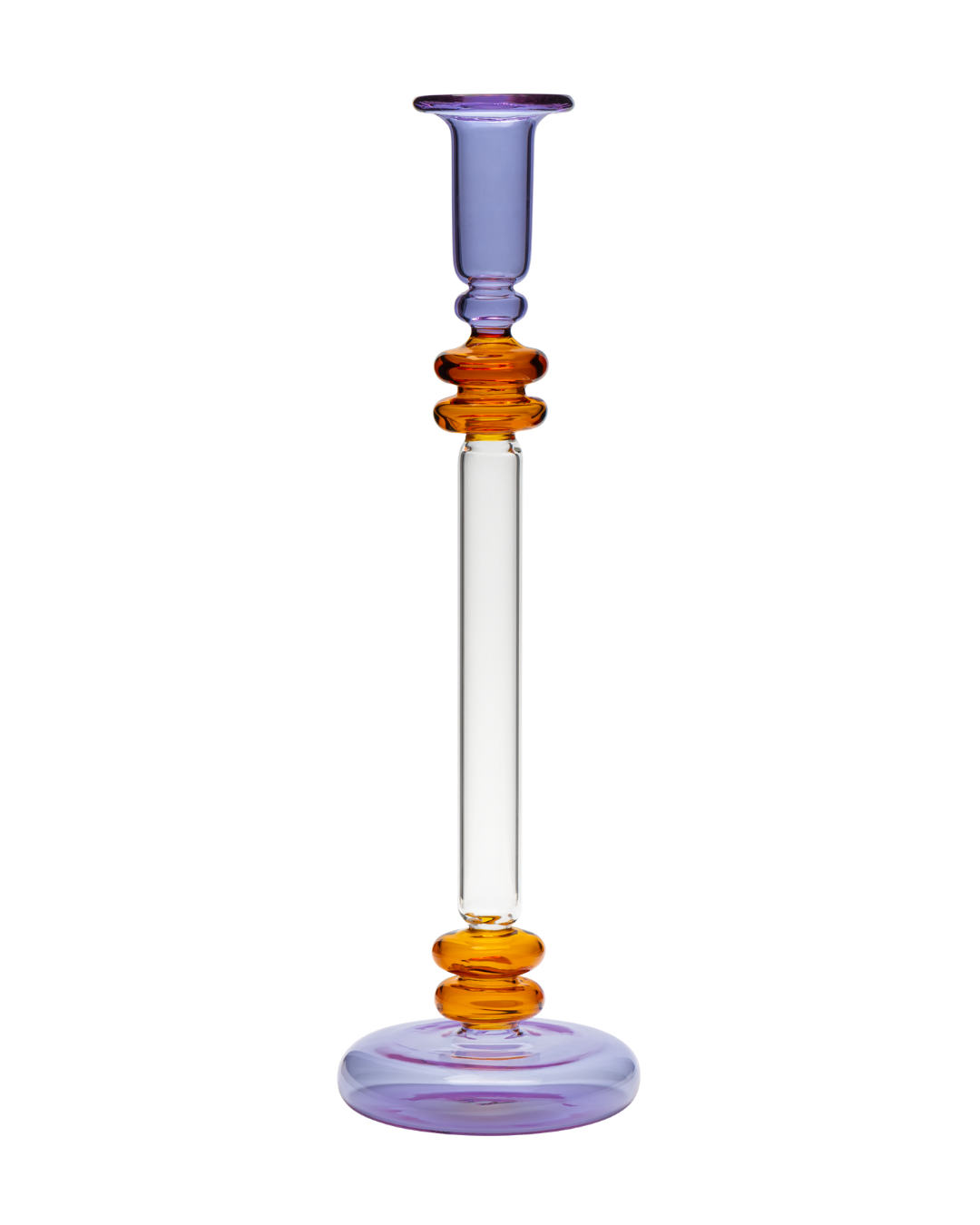 Bugle Glass Candle Holder Candlestick Purple and Amber issy granger 