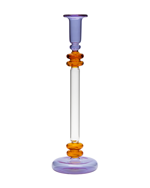 Bugle Glass Candle Holder Candlestick Purple and Amber issy granger 