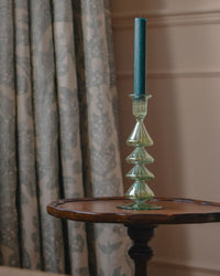 Buto Green Glass Candle Holder Candlestick Issy Granger Dark Green Wax Dinner Candle 
