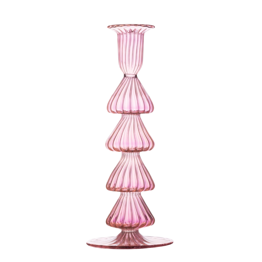 Buto Pink Glass Candle Holder Candlestick Issy Granger 