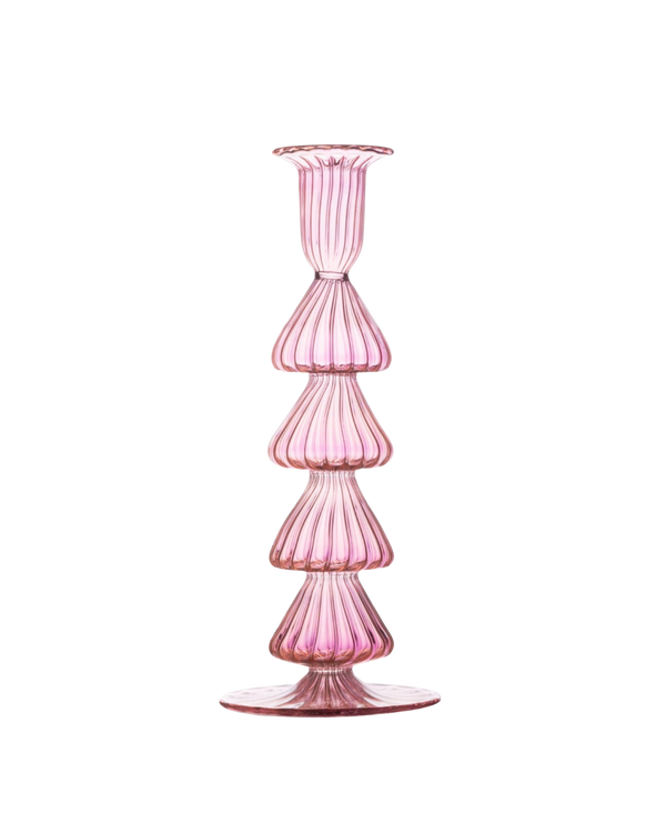 Buto Pink Glass Candle Holder Candlestick Issy Granger 