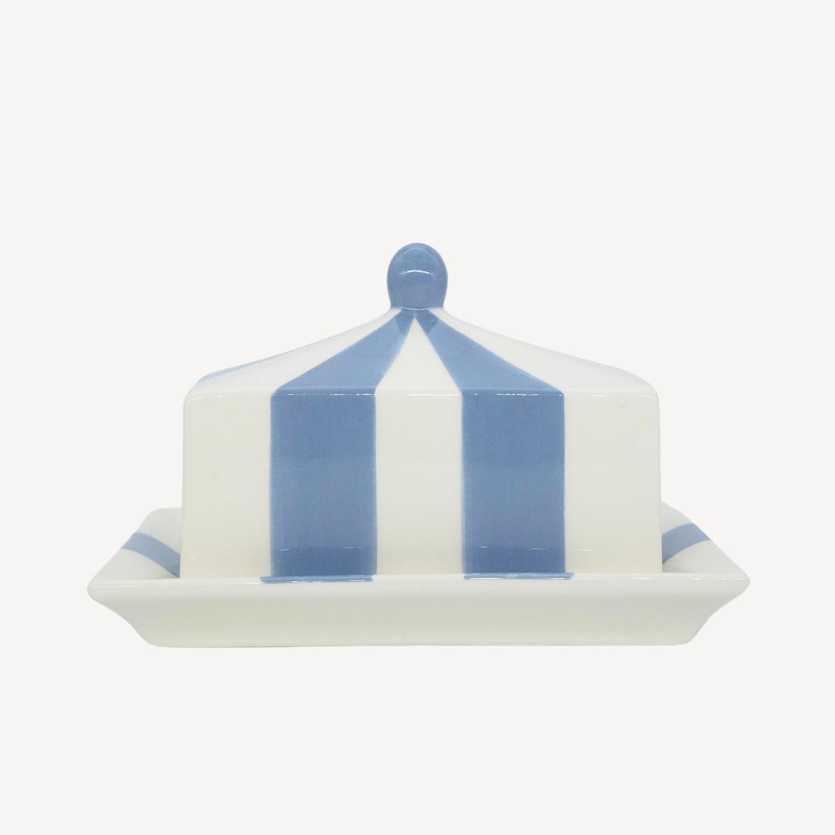 Circus Stripe Butter Dish - Blue