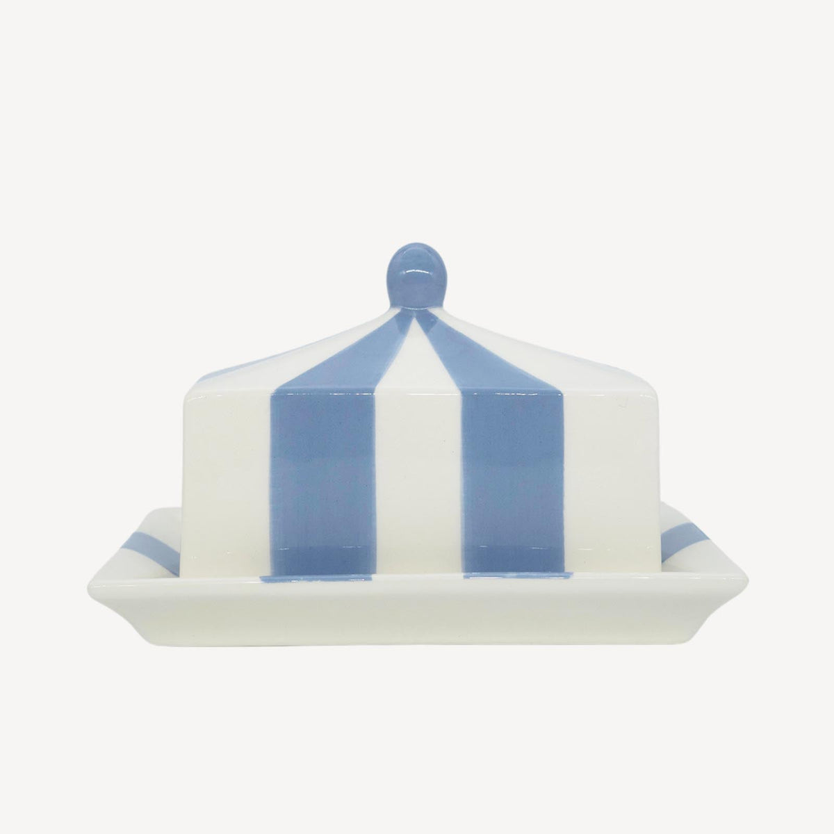 Circus Stripe Butter Dish - Blue