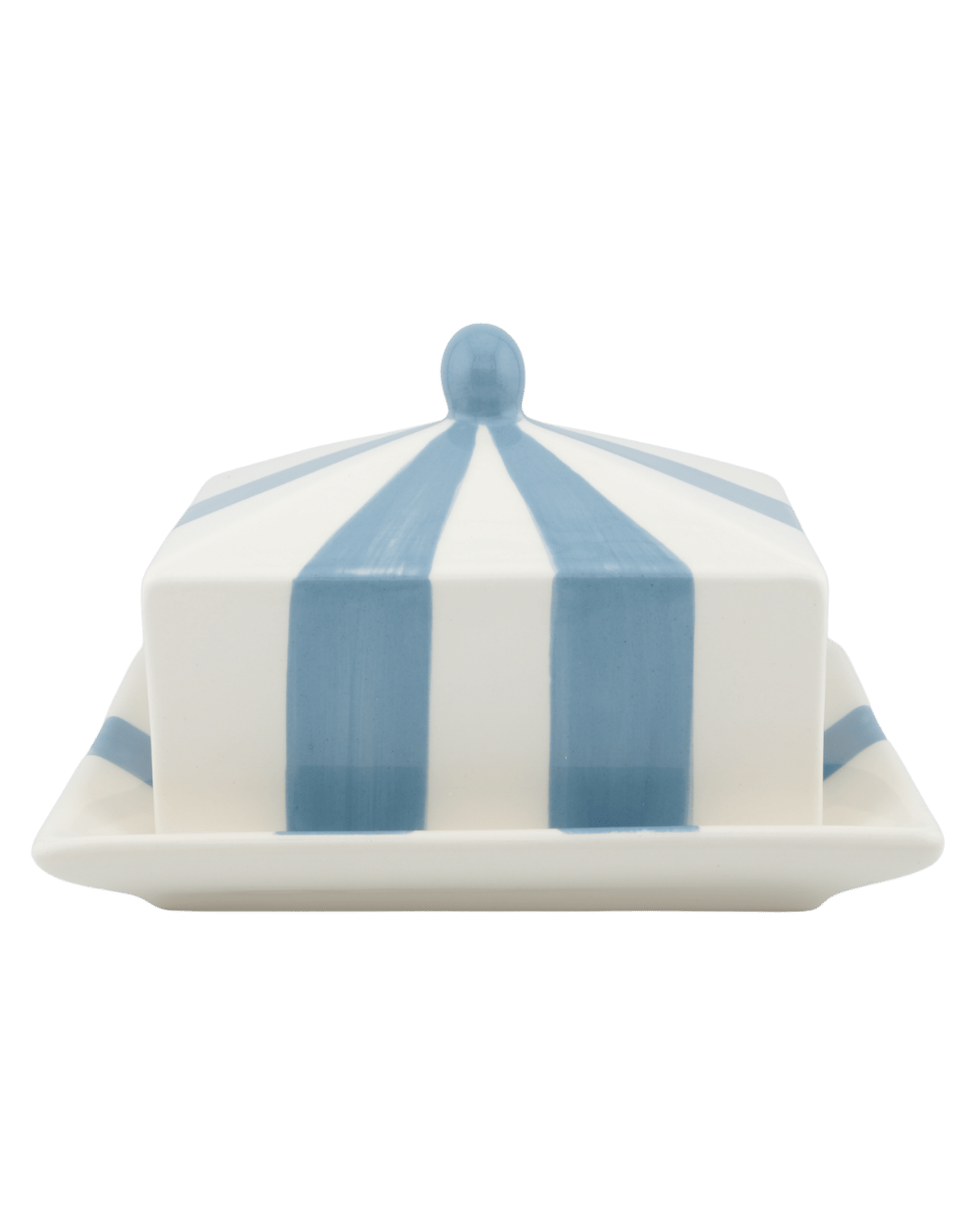 Circus Striped Ceramic Butter Dish Blue and White Stripes Issy Granger 