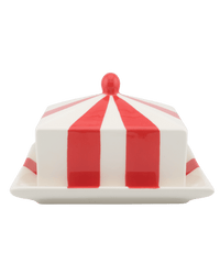 Circus Stripe Ceramic Butter Dish Red and White Striped Issy Granger