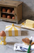 Circus Striped Ceramic Butter Dish Yellow and White Stripes Block of Butter Issy Granger Vintage Egg Holder 