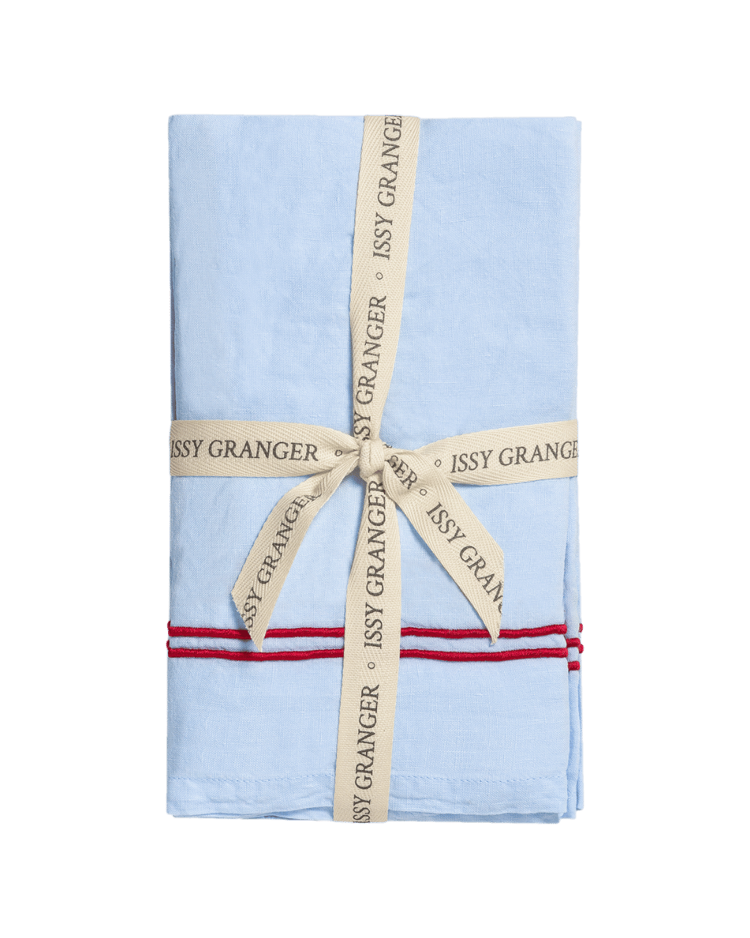 Double Piped Linen Napkins Blue and Red Issy Granger 