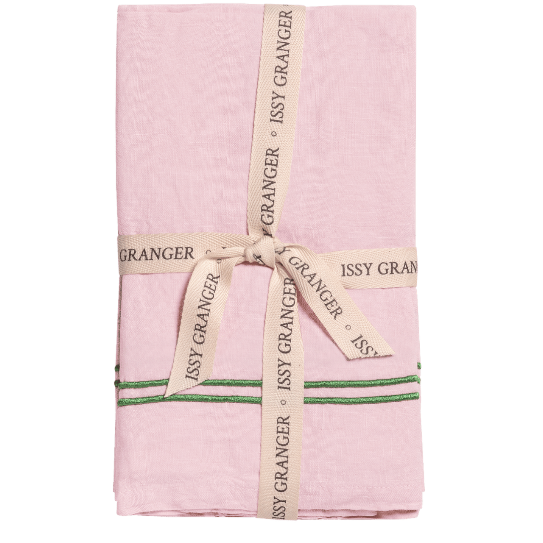 Pink Double Piped Linen Napkins - Set of Four