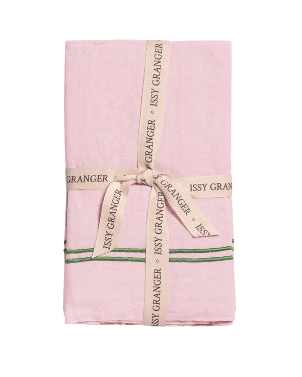 Pink Double Piped Linen Napkins - Set of Four