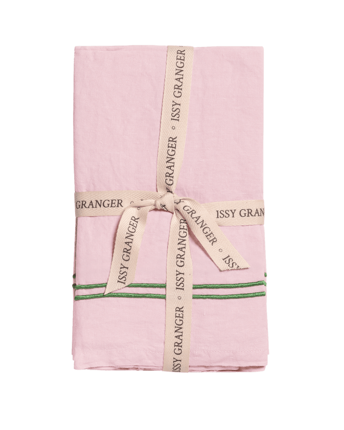 Pink Double Piped Linen Napkins - Set of Four