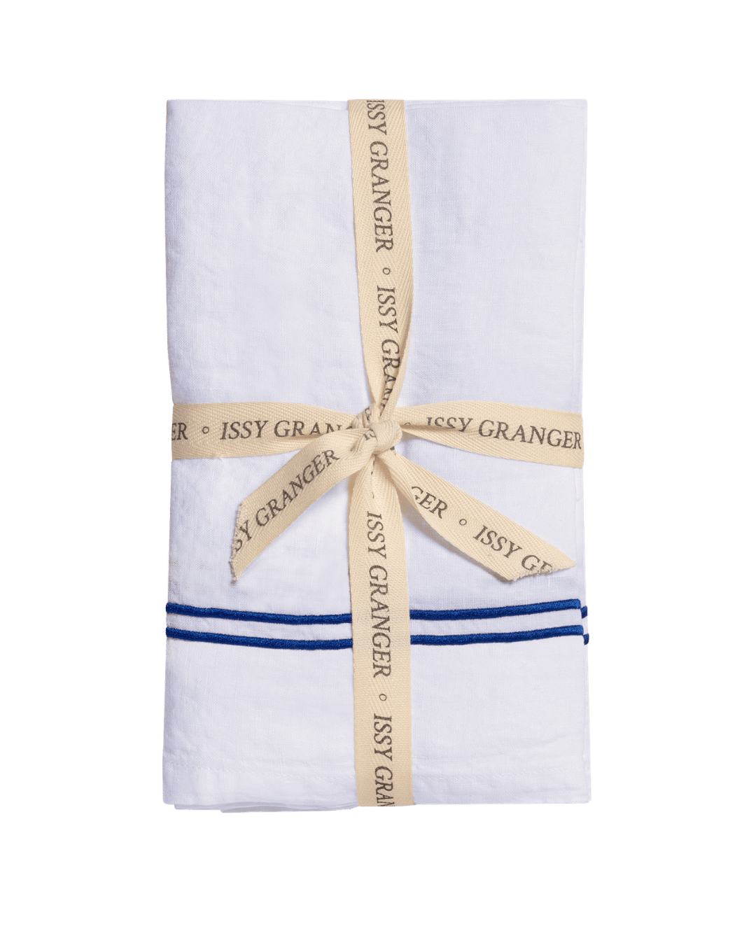 Double Piped Linen Napkins White and Blue Issy Granger Linen Drawer 