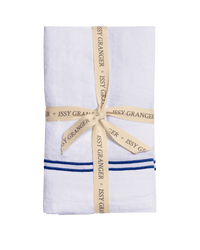 Double Piped Linen Napkins White and Blue Issy Granger Linen Drawer 