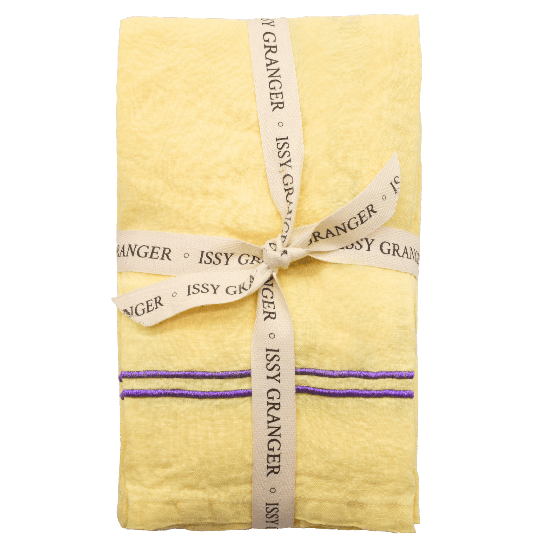 Yellow Double Piped Linen Napkins - Set of Four