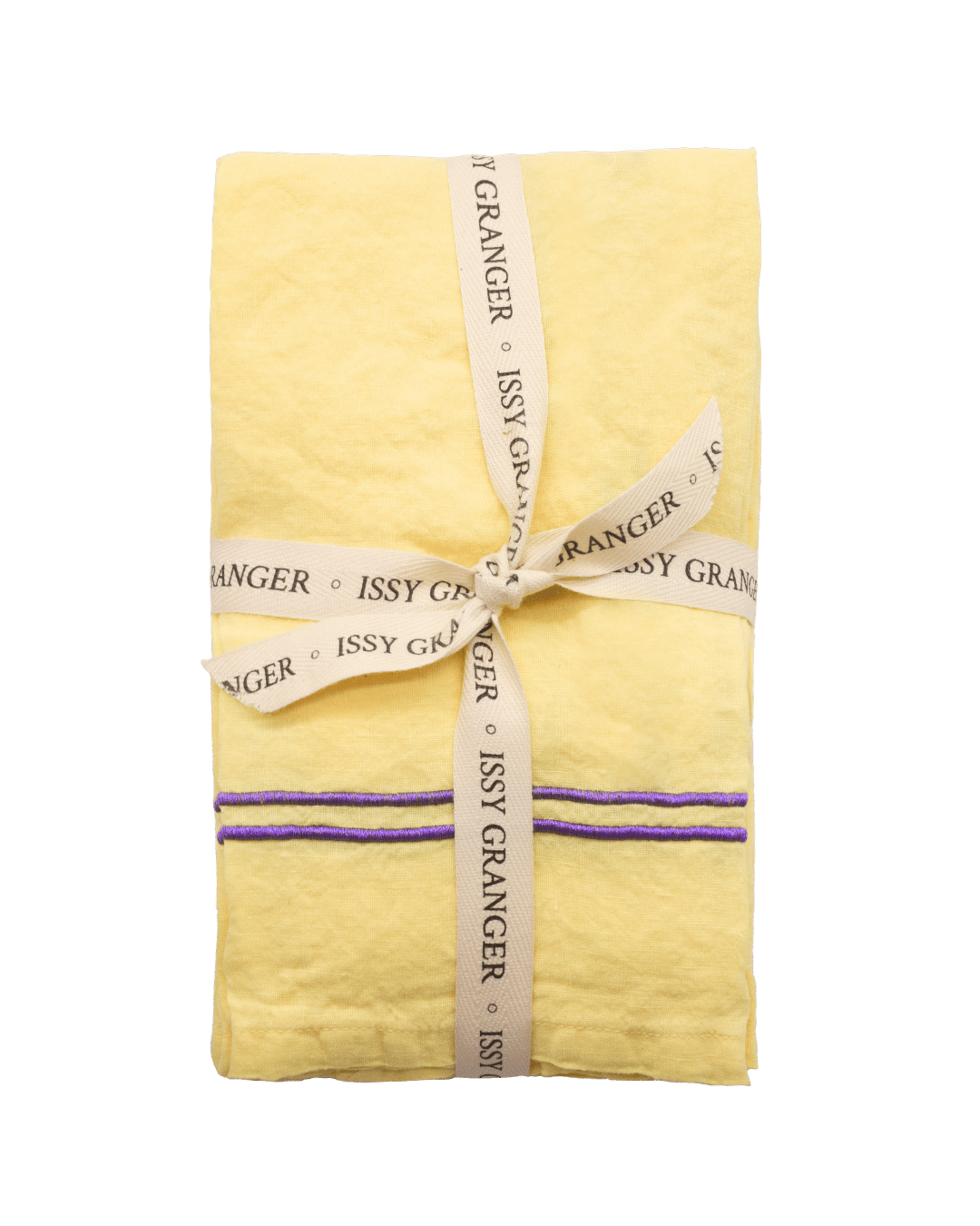 Yellow Double Piped Linen Napkins - Set of Four