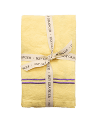 Yellow Double Piped Linen Napkins - Set of Four