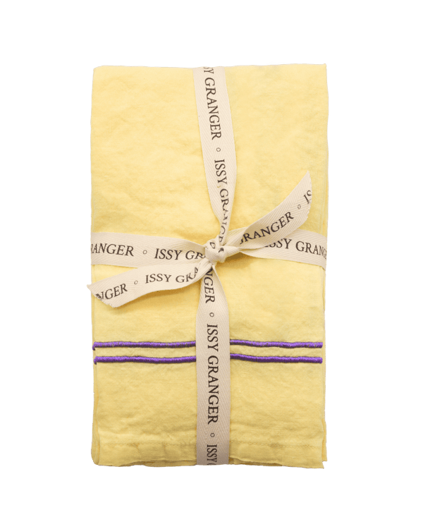 Yellow Double Piped Linen Napkins - Set of Four